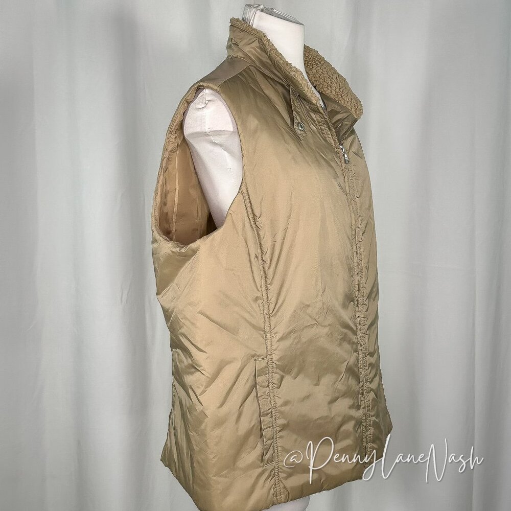 Villager by Liz Clairborne Sherpa Lined Vest Size 2 Tan - Picture 5 of 9